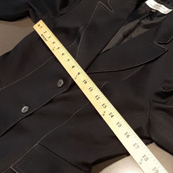 TAHARI  Arthur S. Levine sz 6 tailored, saddle stitched navy jacket - Picture 7 of 7